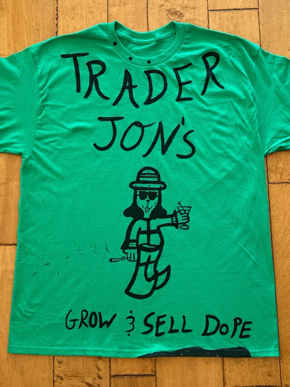 Trader Jon's Green Graphic T-Shirt
